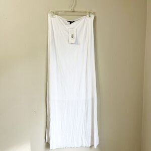 Beautiful People Womens White Maxi Skirt Large Viscose Casual Pull On Stretchy